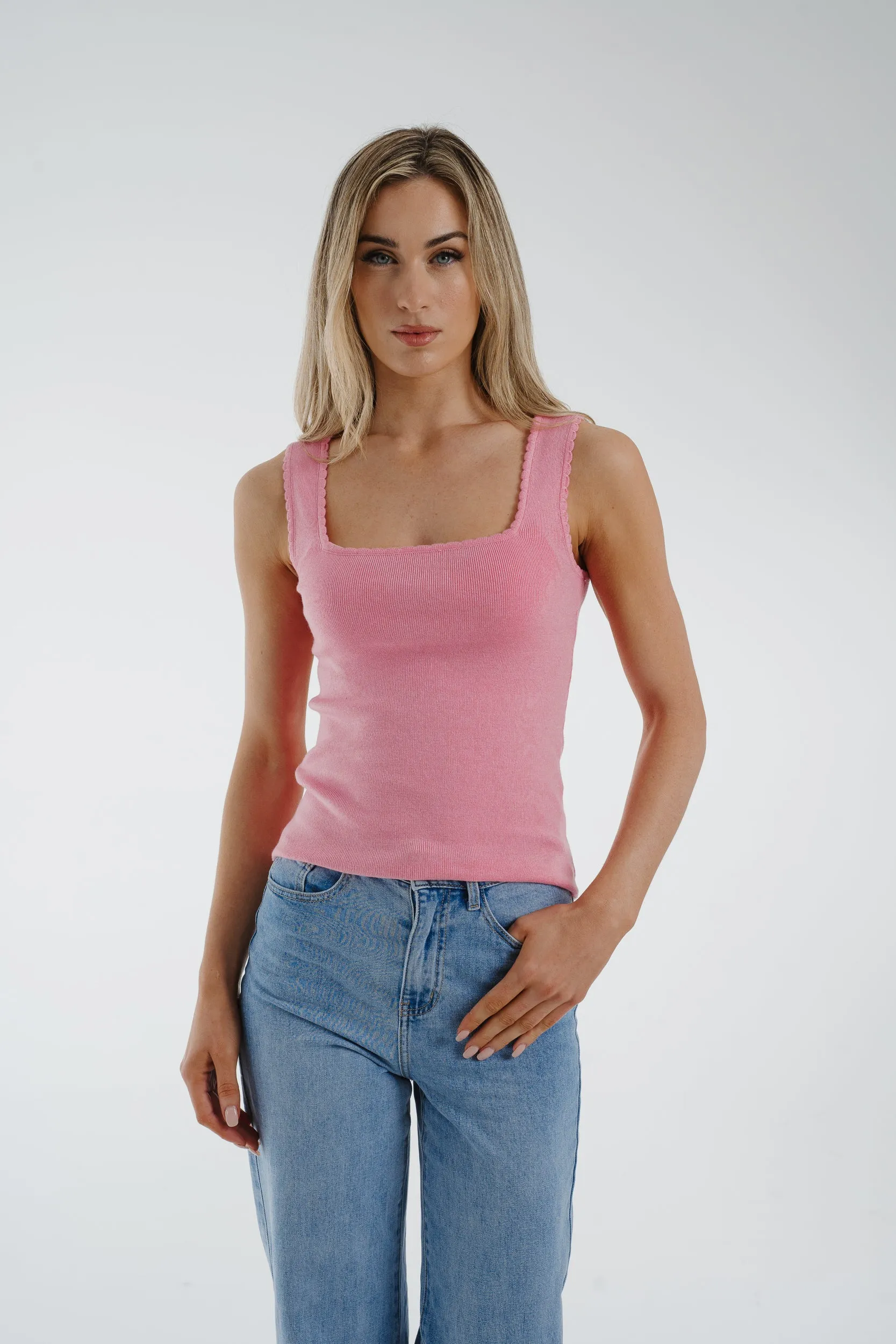 Ally Square Neck Vest In Pink