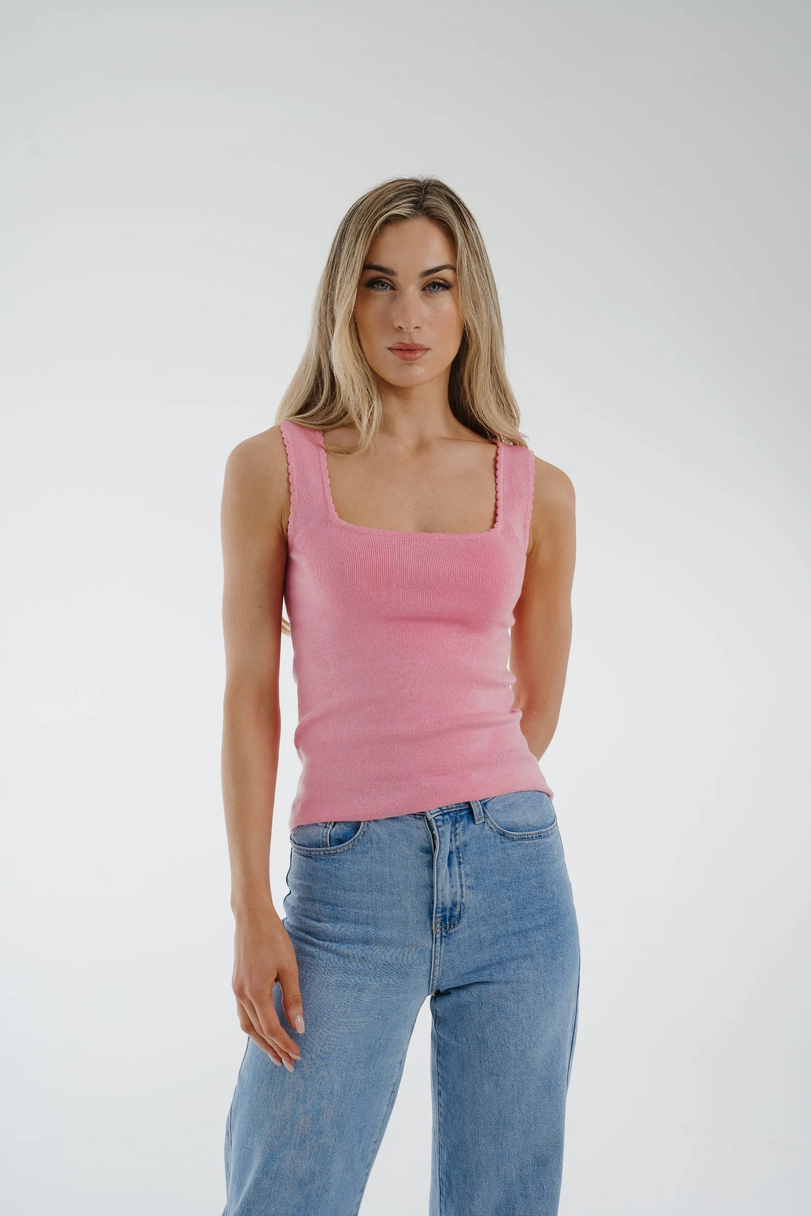 Ally Square Neck Vest In Pink