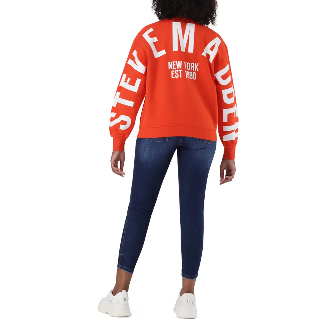 AMELIA TANGERINE OVERSIZED CREW NECK FLEECE SWEAT