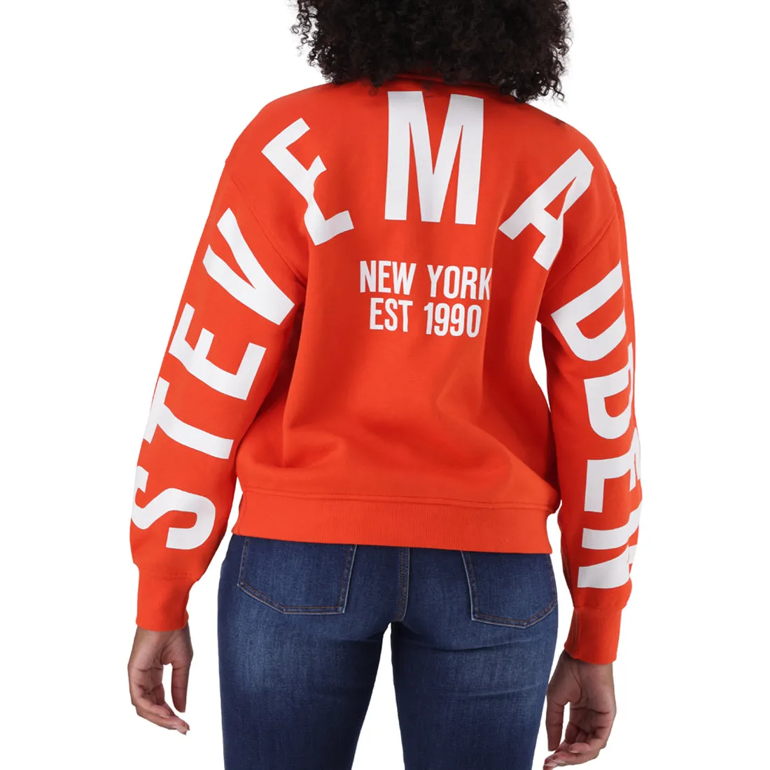 AMELIA TANGERINE OVERSIZED CREW NECK FLEECE SWEAT