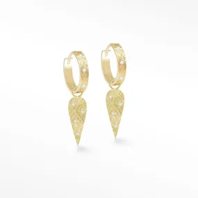 Angel Wings Diamond 18k Yellow Gold Convertible Earrings