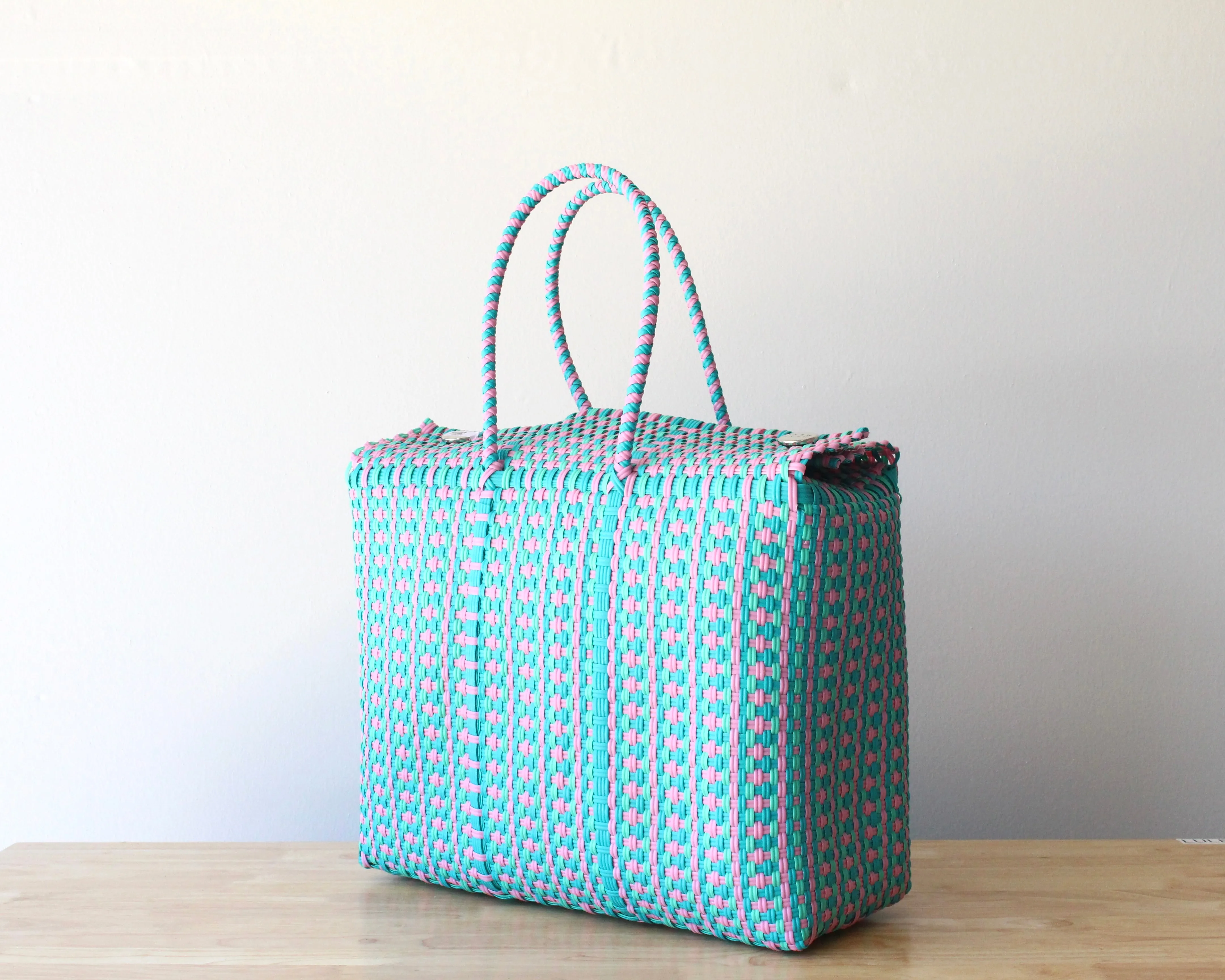 Aqua & Pink Artisan Basket by MexiMexi