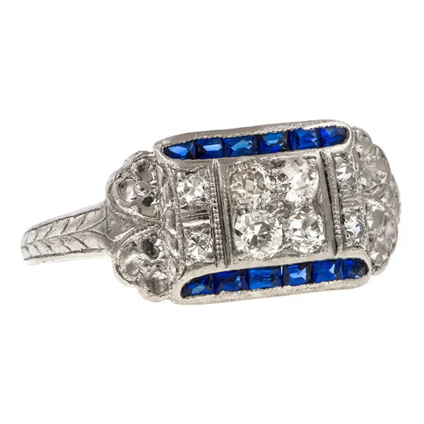 Art Deco Diamond & Sapphire Ring