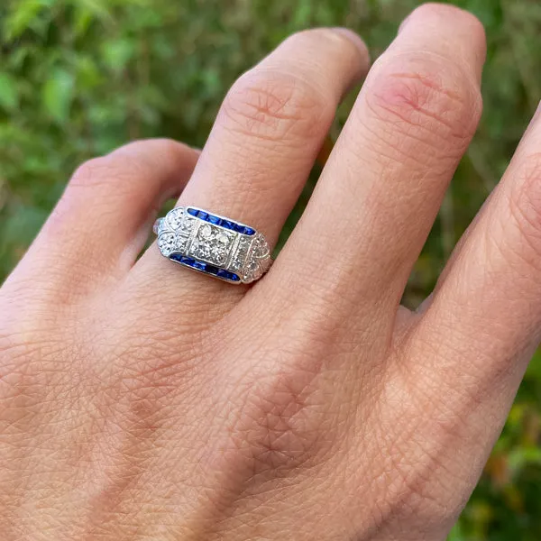 Art Deco Diamond & Sapphire Ring