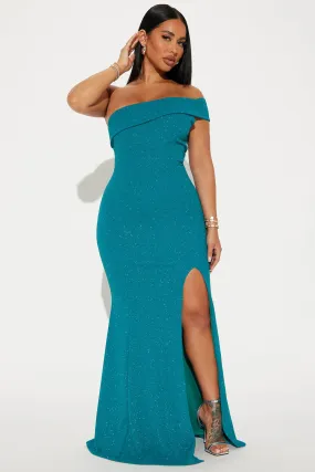 Ashley Glitter Gown - Teal