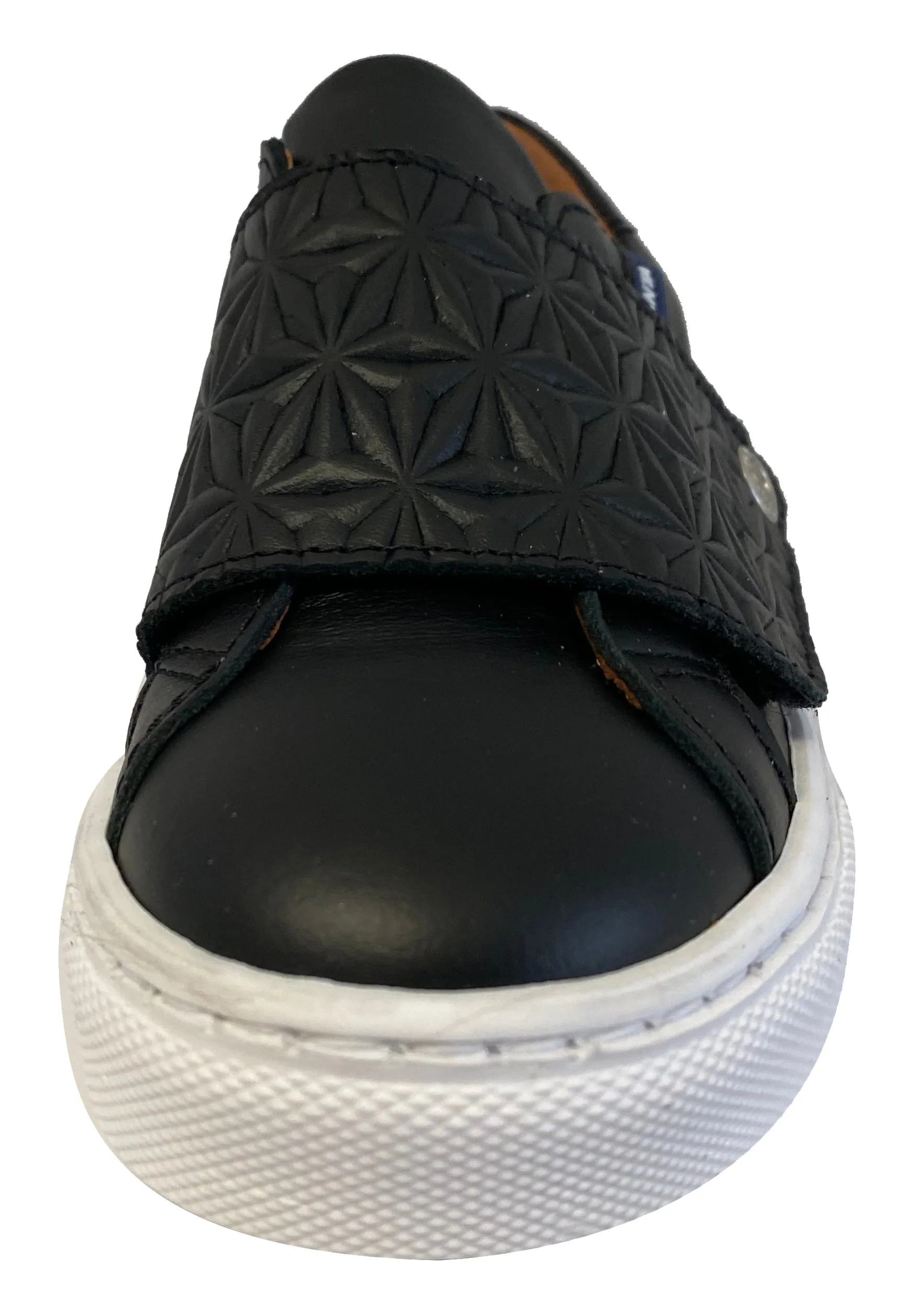 Atlanta Mocassin Boy's & Girl's Single Strap Closure, Black Textured