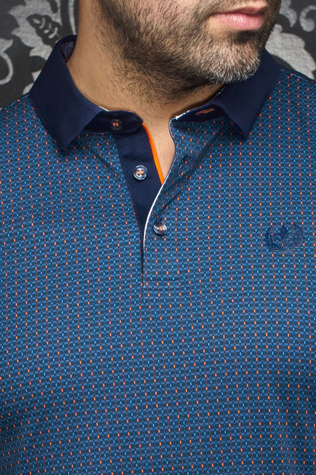 Au Noir Stretch Polos | Patronn Navy Orange