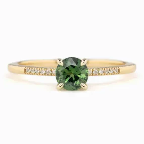 Audrey Ring 0.7ct Green Queensland Sapphire, 14K Yellow Gold (One of a kind)