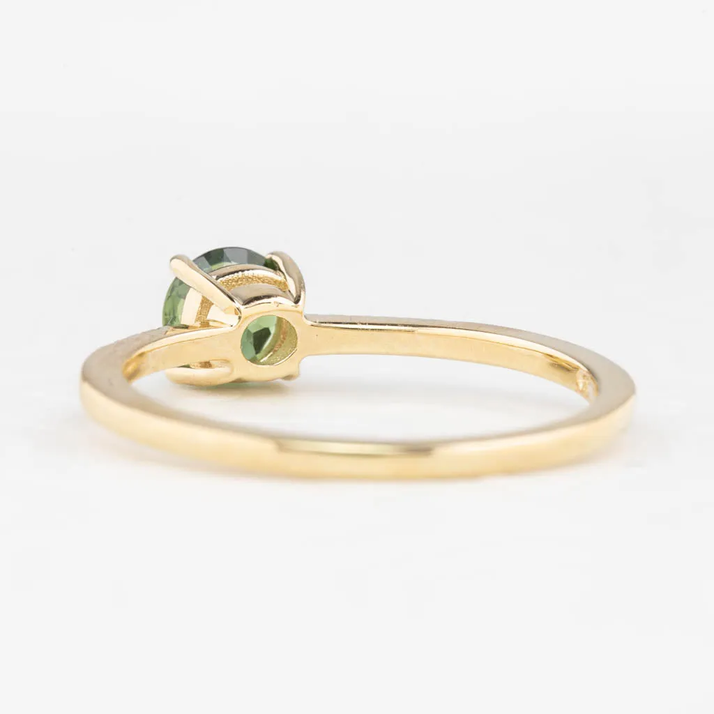 Audrey Ring 0.7ct Green Queensland Sapphire, 14K Yellow Gold (One of a kind)