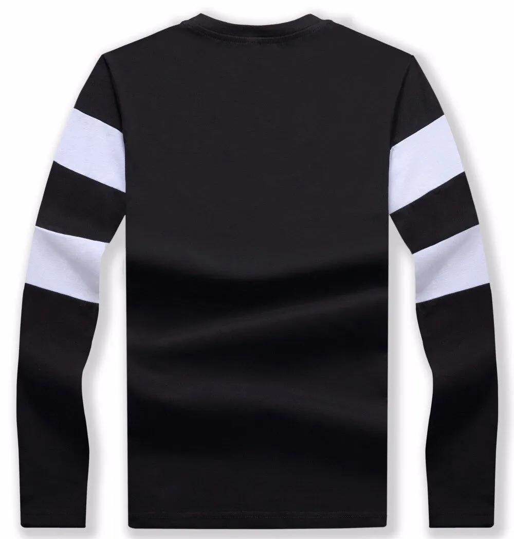 Autumn Winter Long Sleeve O Neck Striped Casual T-Shirt for Men