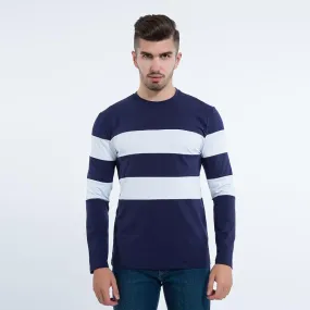 Autumn Winter Long Sleeve O Neck Striped Casual T-Shirt for Men