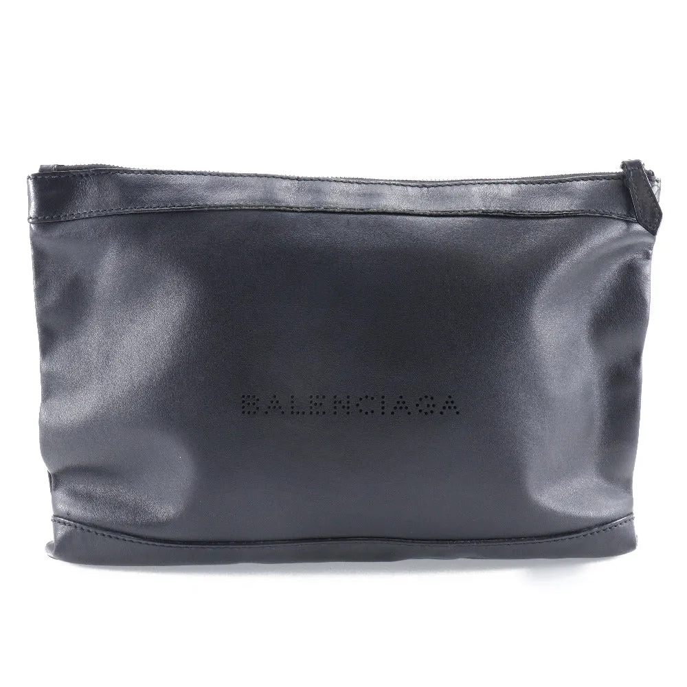 BALENCIAGA Clutch bag 373834 lambskin black Navy clip M unisex(Unisex) Used Authentic