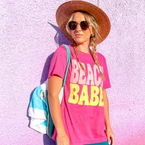 {BEACH BABE} Heather Pink Crew Neck Tee