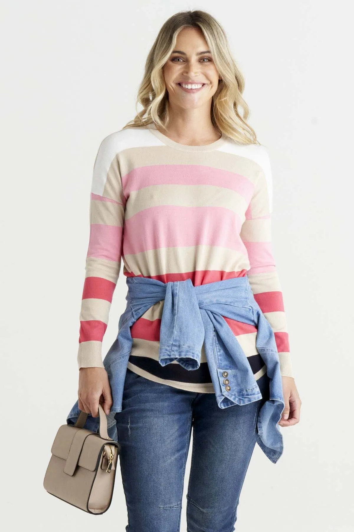 Betty Basics Sophie Knit Jumper in Dawn Stripe