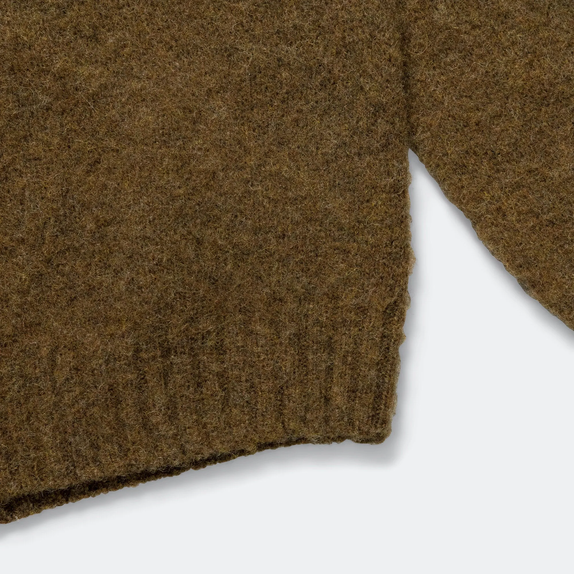 Birnir Brushed Lambswool Sweater - Dark Olive