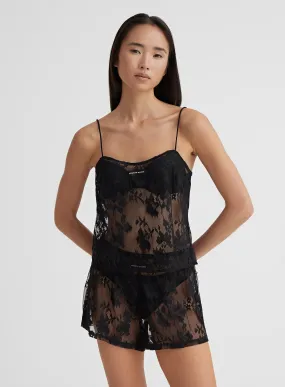 Black Lace Cami Pyjama Top - Virgo