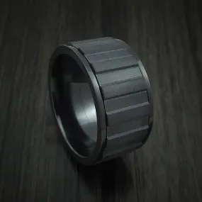 Black Zirconium Gear Shape Spinner Wide Men's Ring Custom Made Band