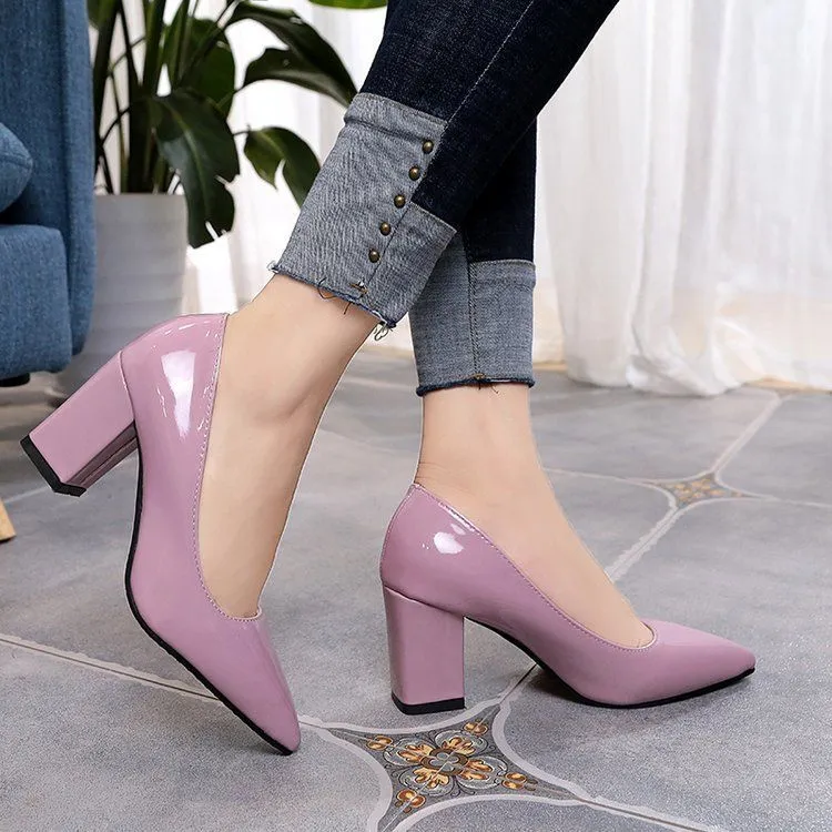 Block-Heel Pointy Pumps (Various Designs) BL33