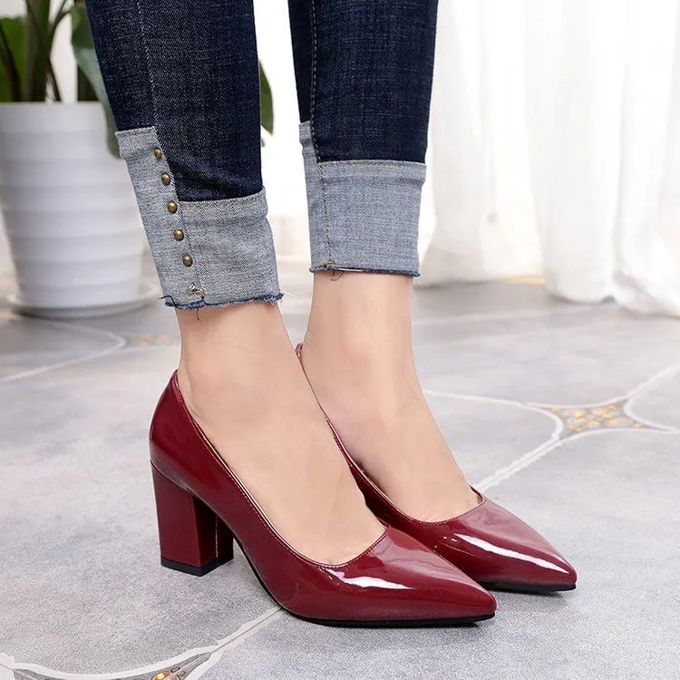 Block-Heel Pointy Pumps (Various Designs) BL33