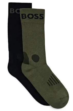 Boss 2 Pair Shoe Sock In Black Olive For Men