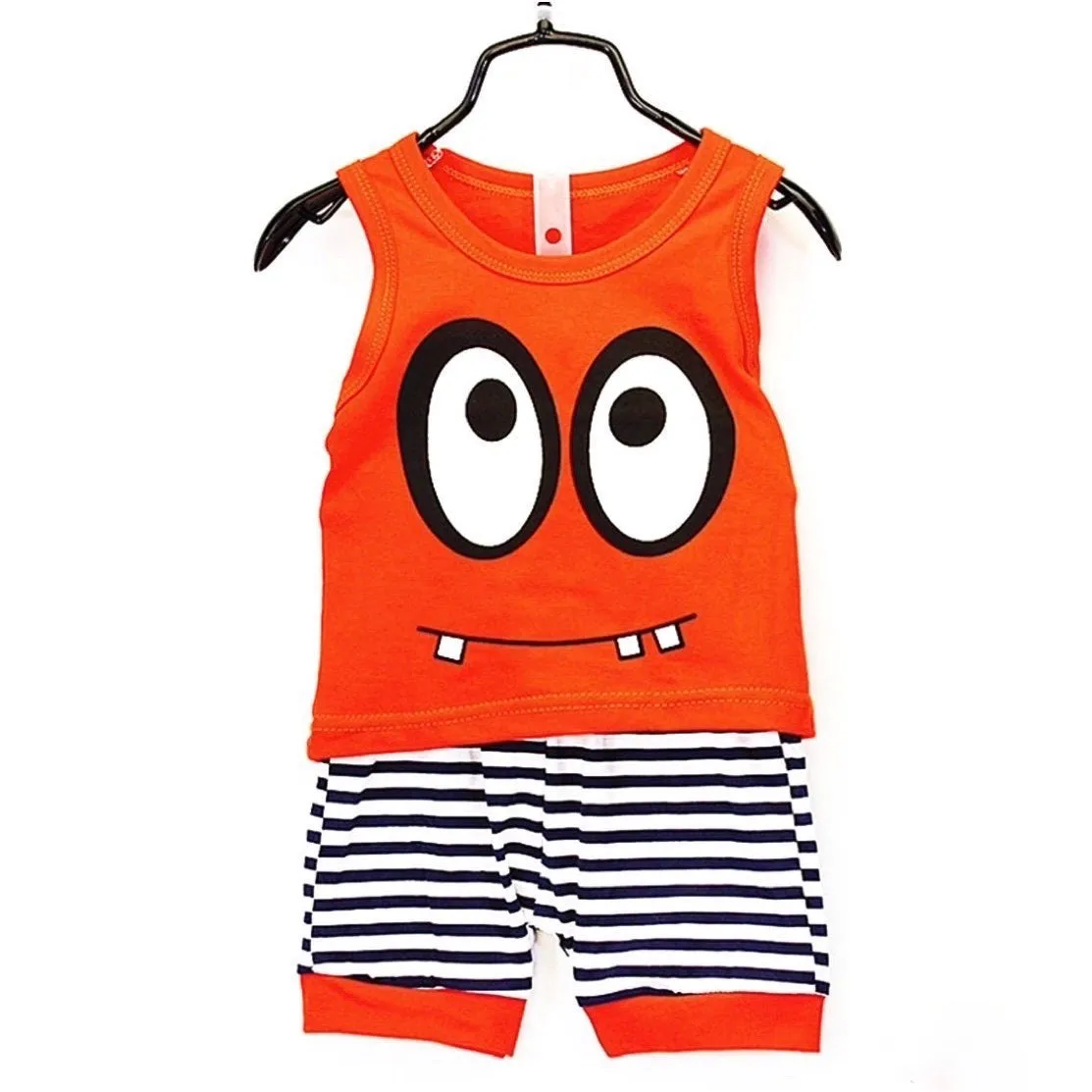 Boys And Girls Big Eyes Tank Top Shorts 2 Pcs Set