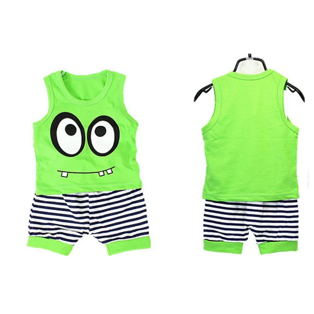 Boys And Girls Big Eyes Tank Top Shorts 2 Pcs Set