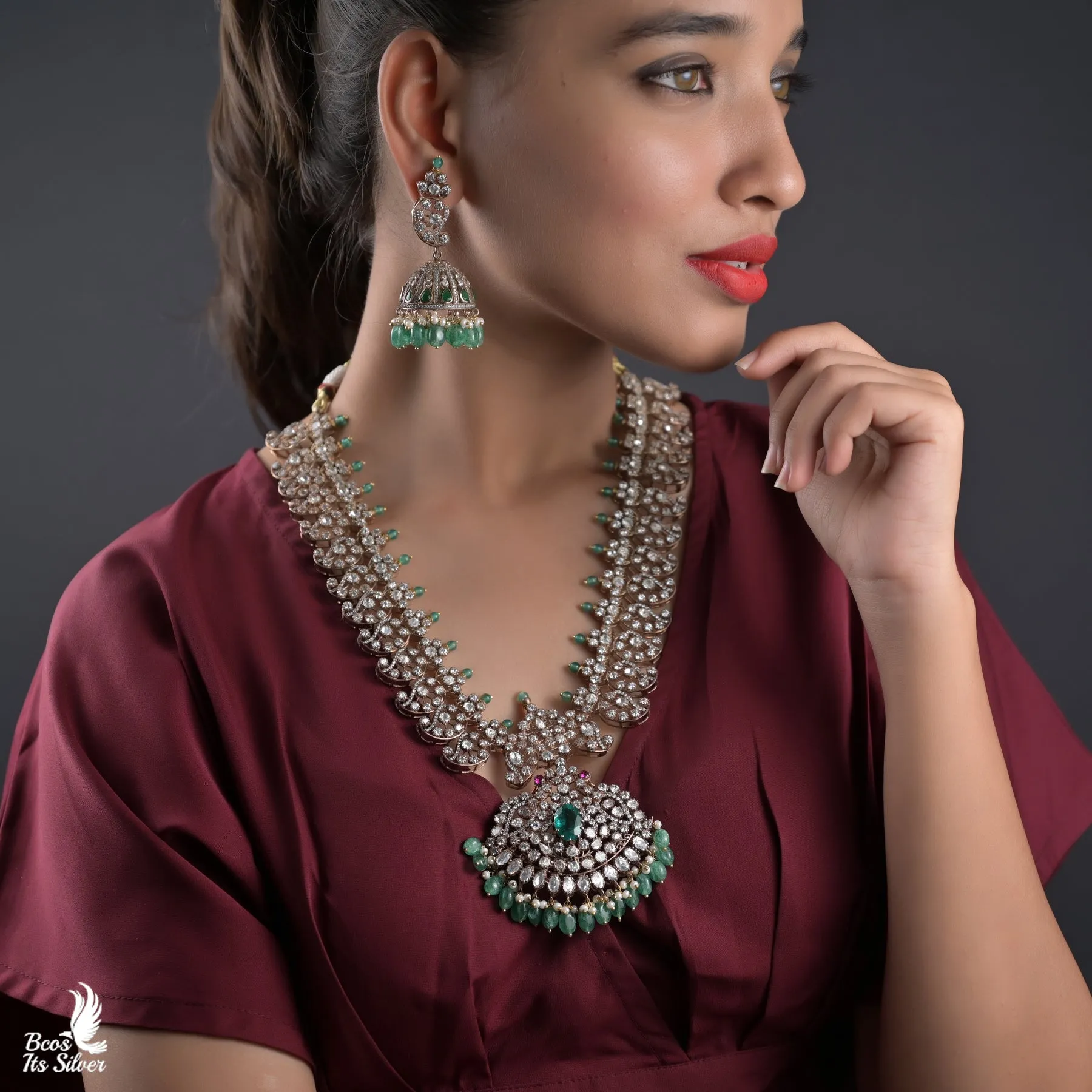 Bridal  Neckpiece with earring - 5269