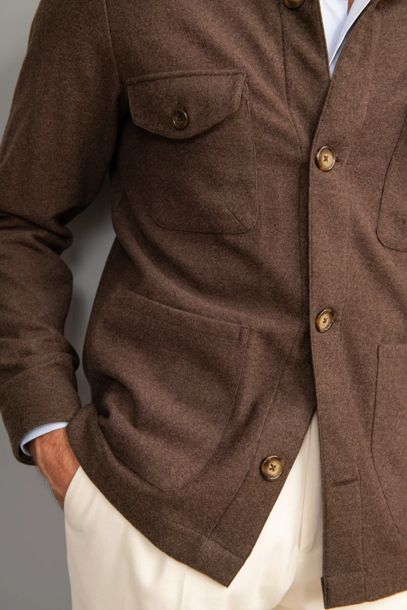 Brown Safari Jacket flannel Super 180'S – Made in Italy