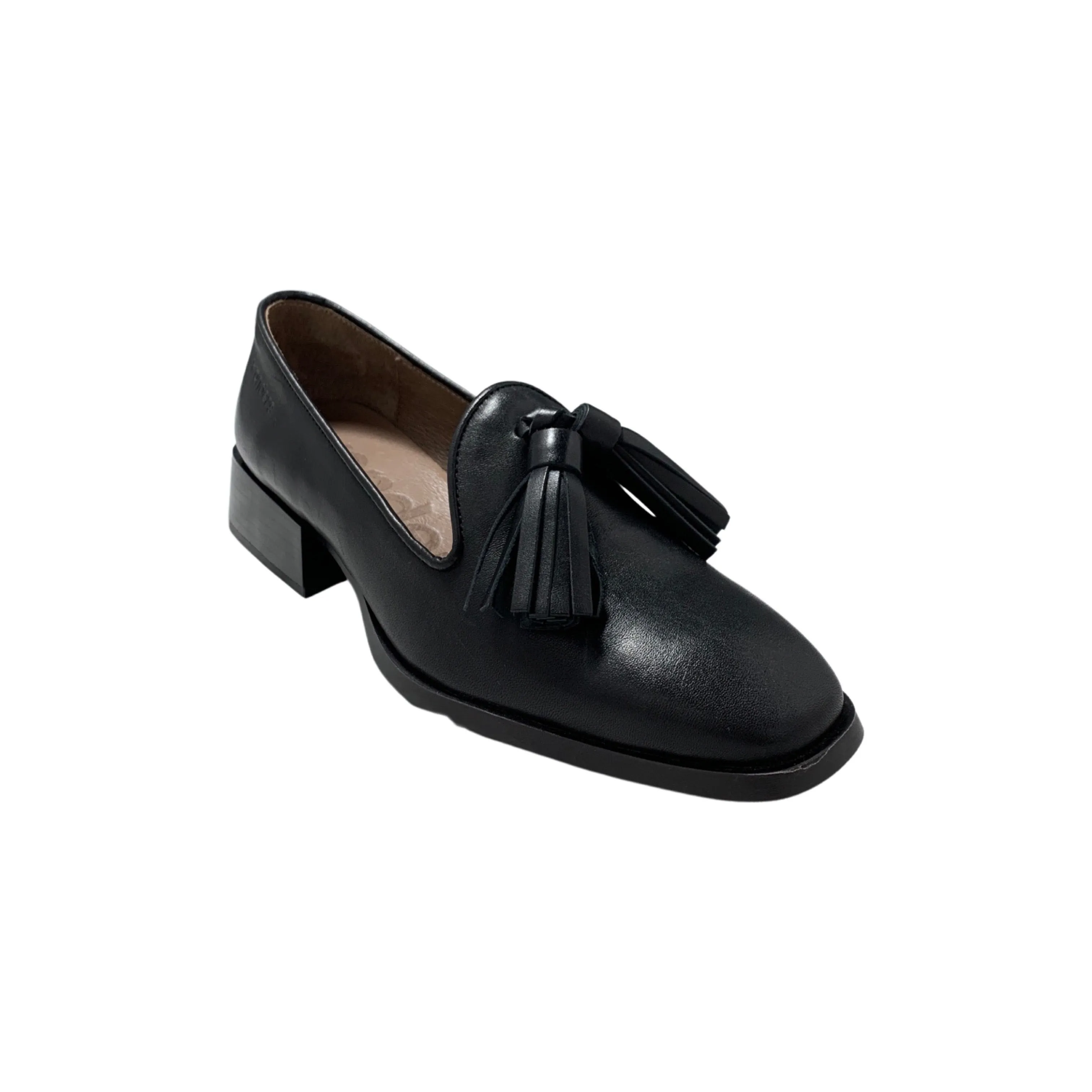 C6801 Black Leather Flat