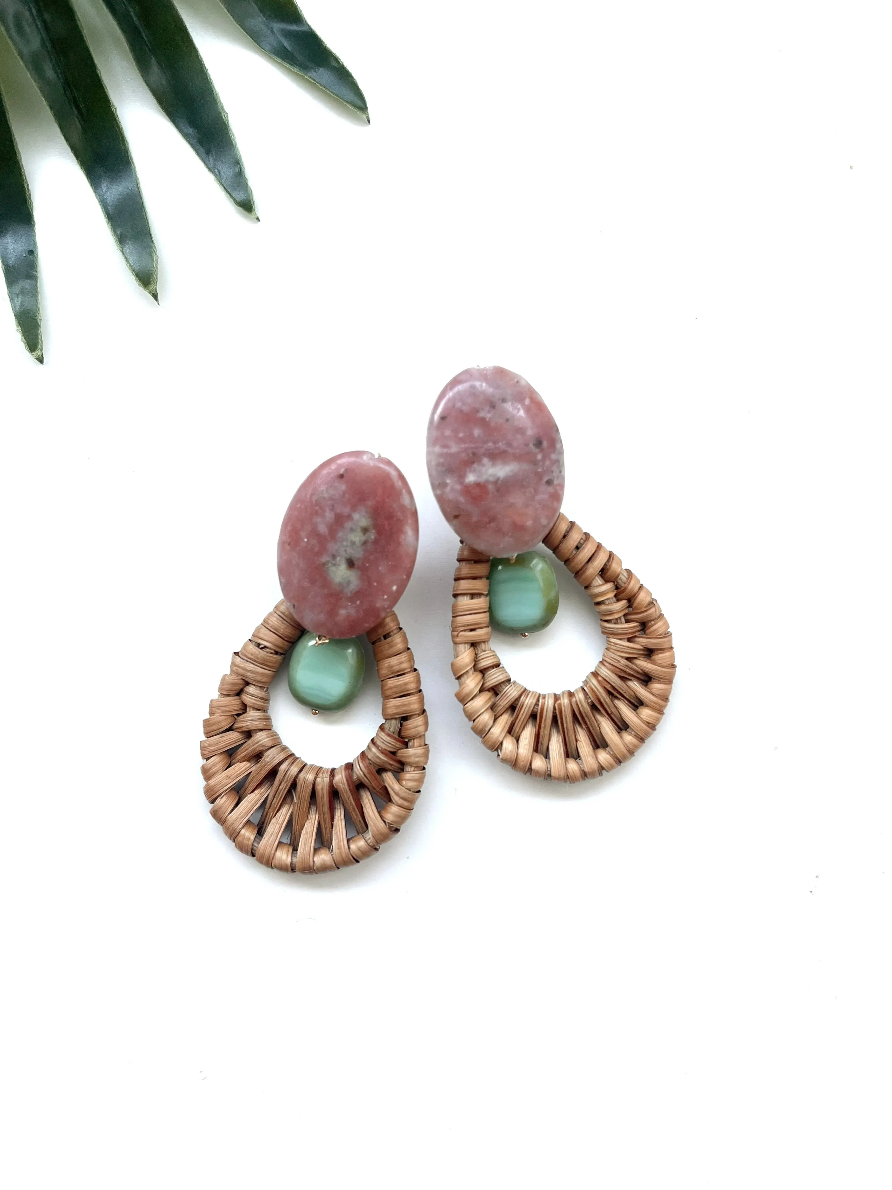 cabana earrings - pink jasper