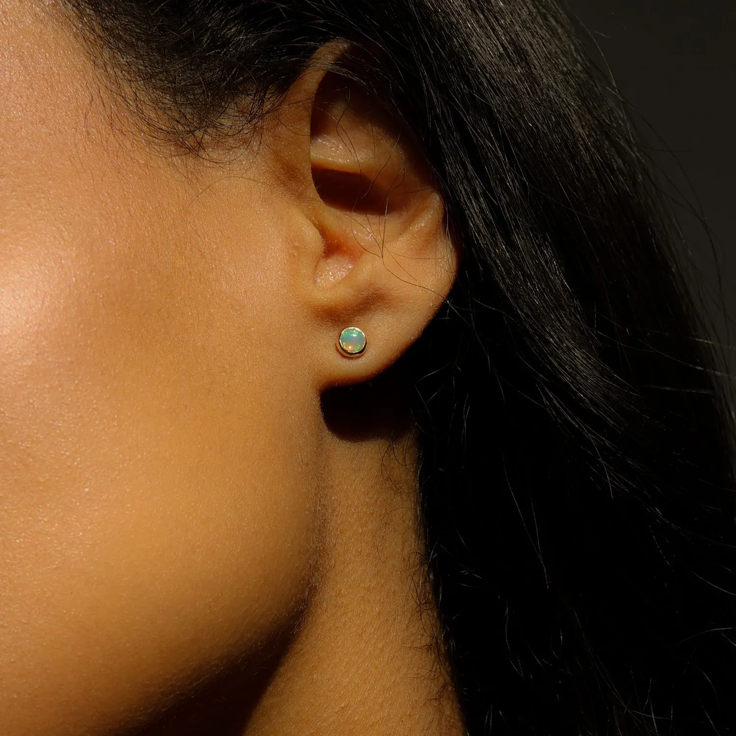 Cabochon Studs | 10k Gold & Opal