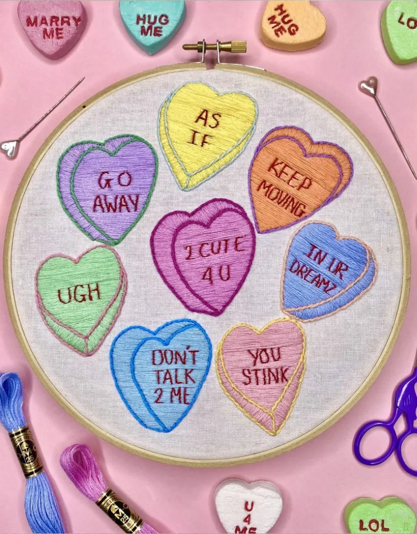 Candy Hearts Embroidery Kit