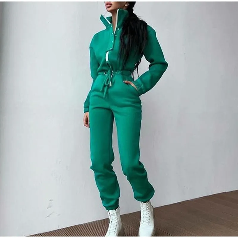 Casual Stand Collar Jumpsuits