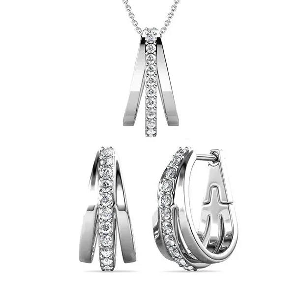 Cate & Chloe Bella 18k White Gold Necklace and Earrings Jewelry Set with Crystals