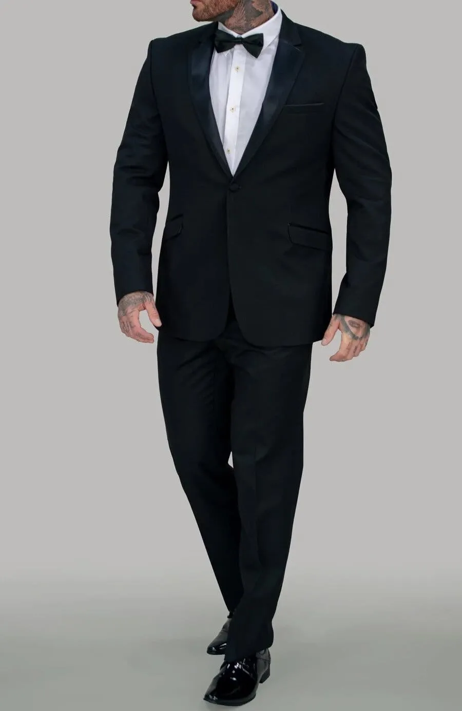 Cavani Tuxedo Black 2 Piece Slim Fit Tweed Suit