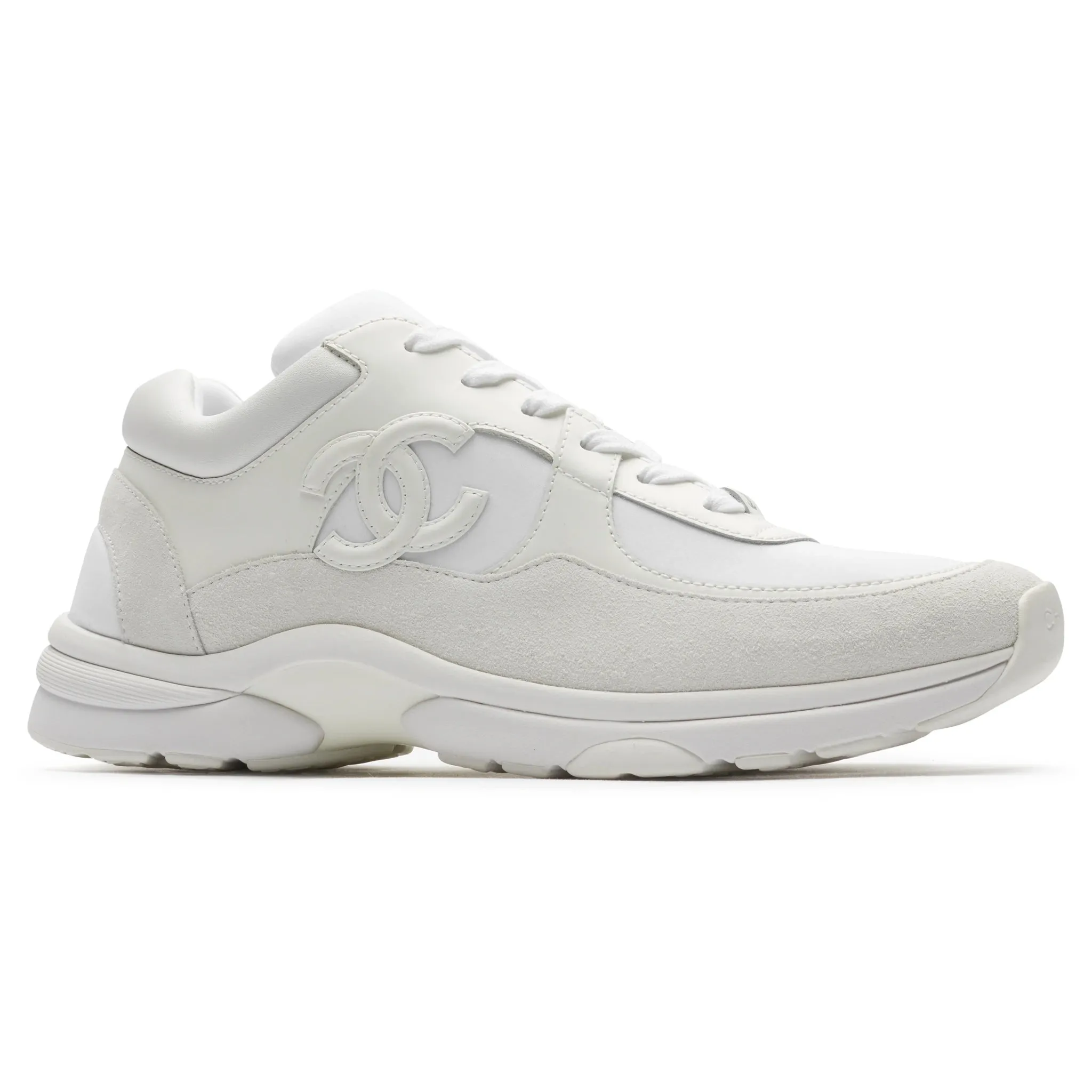 Chanel CC Logo Triple White Sneaker - Preloved