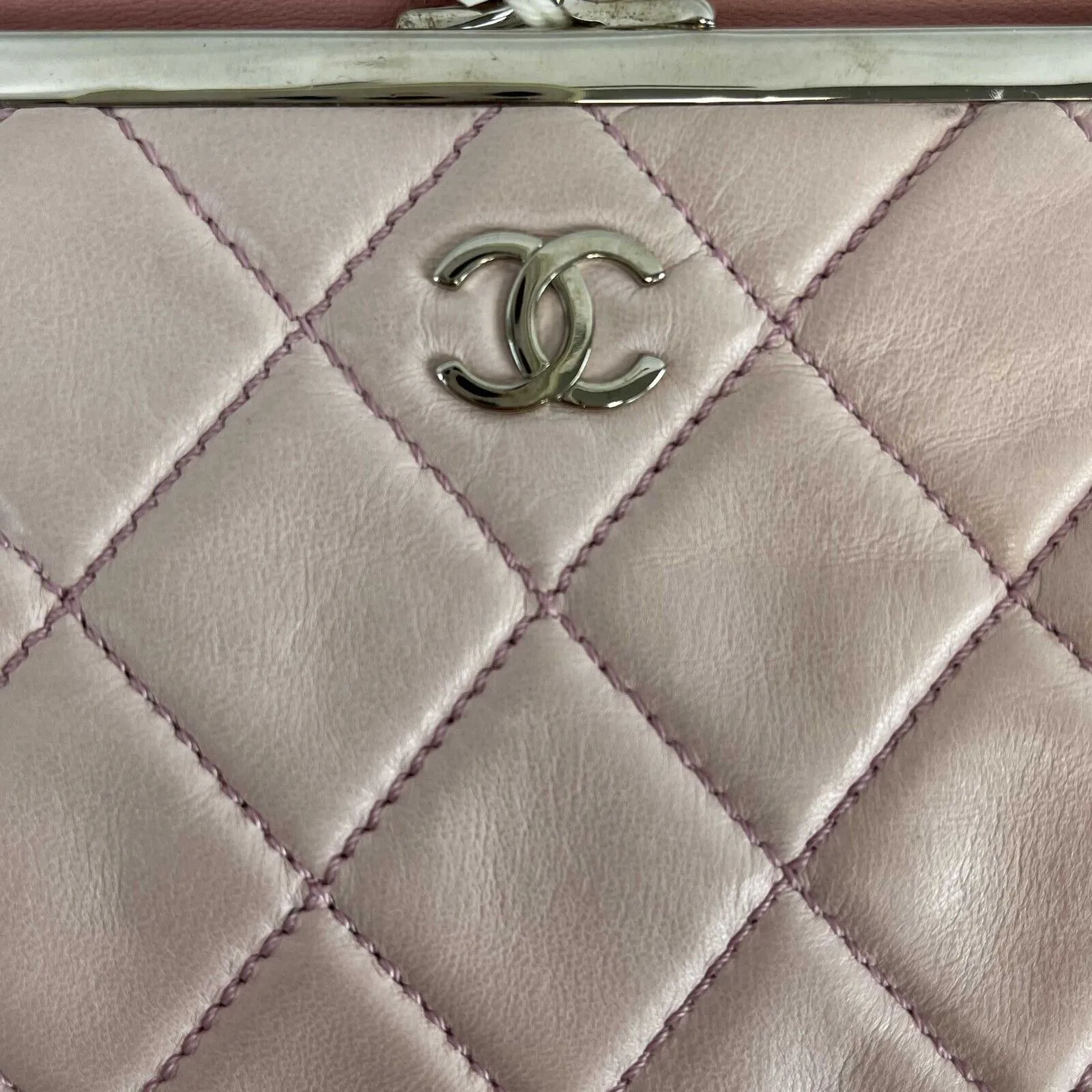 Chanel Rare clutch leather Pink CC quilted with matching coin purse 08 / 09