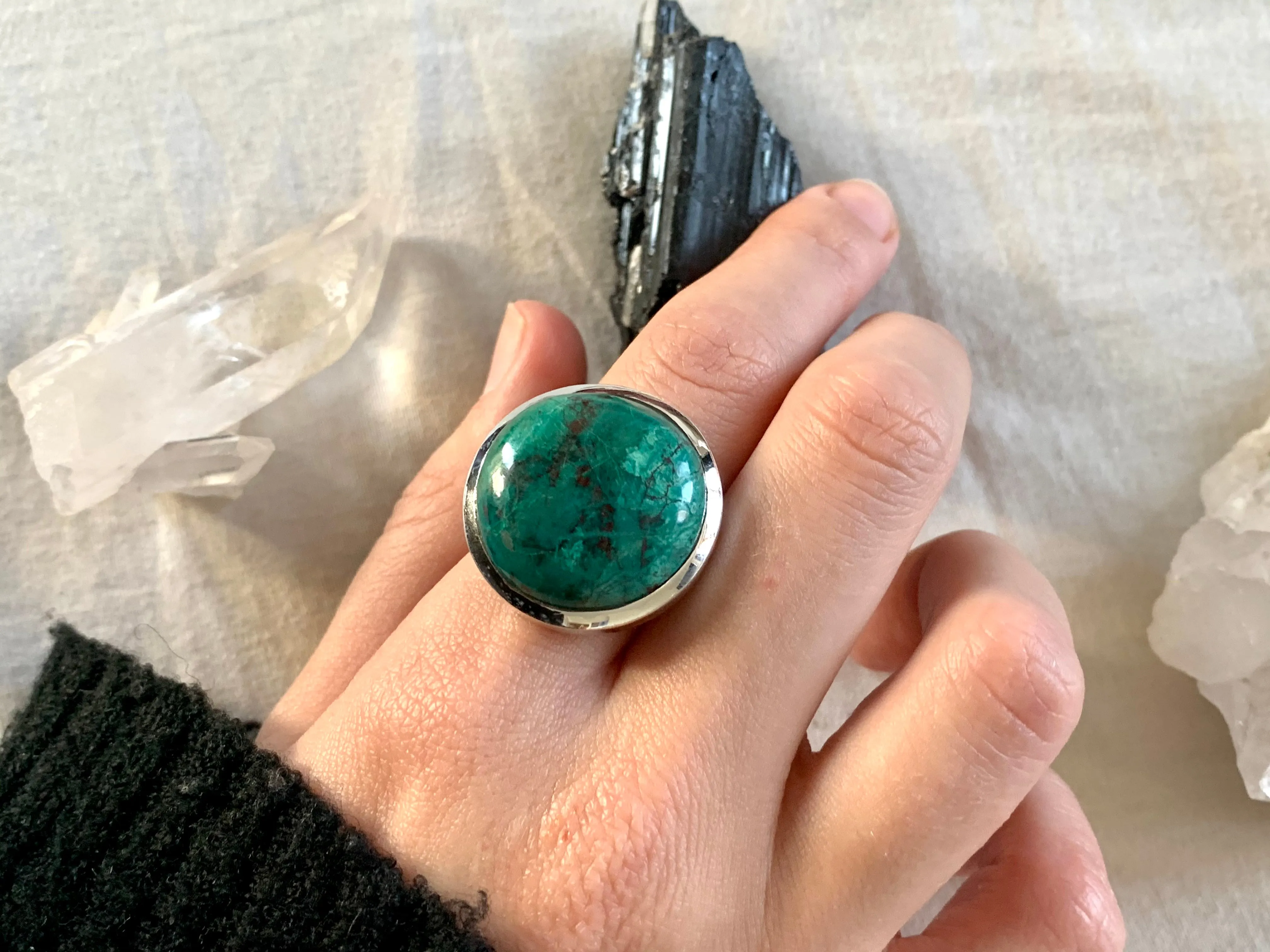 Chrysocolla Naevia Ring - Large Round