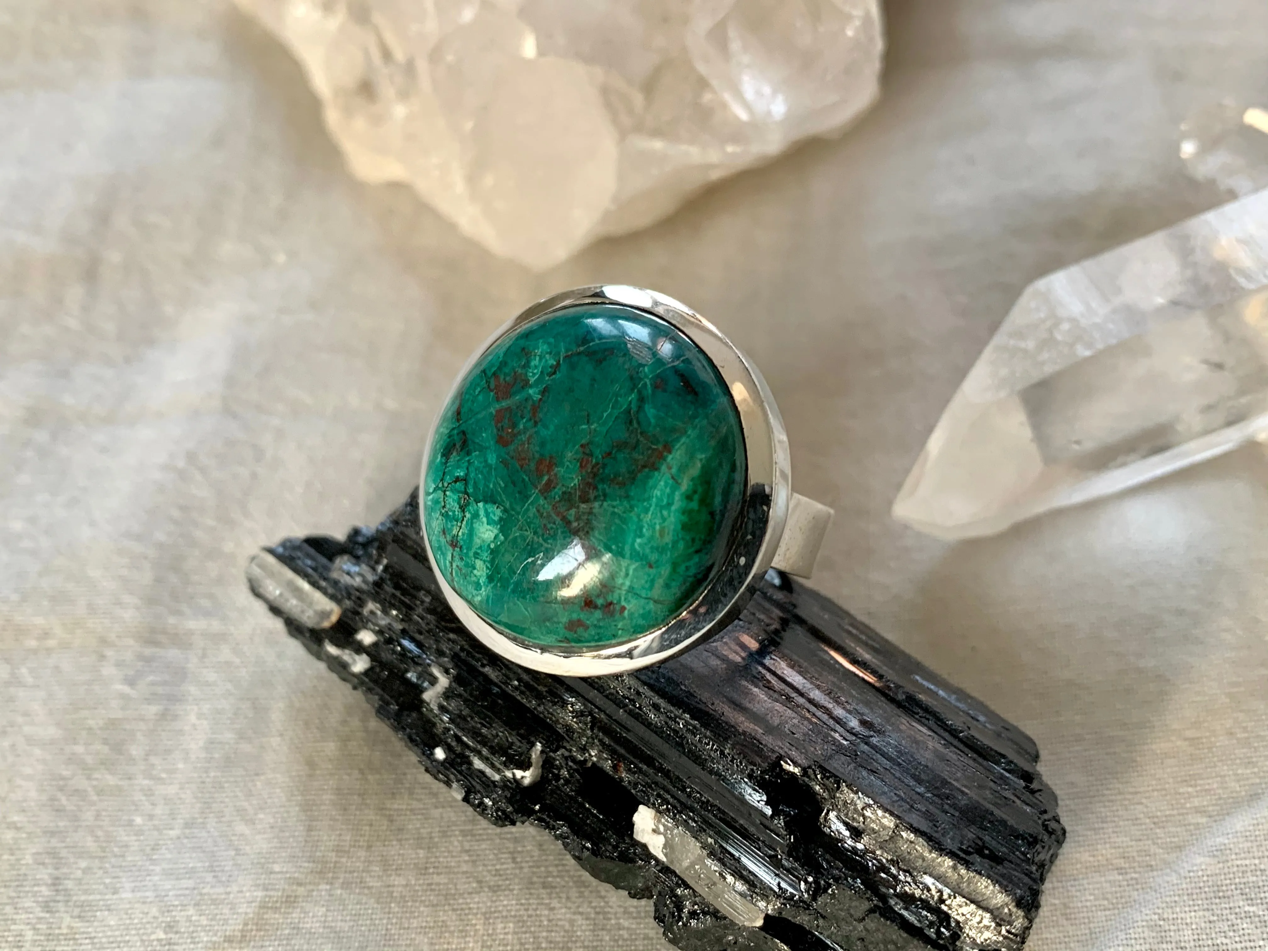 Chrysocolla Naevia Ring - Large Round