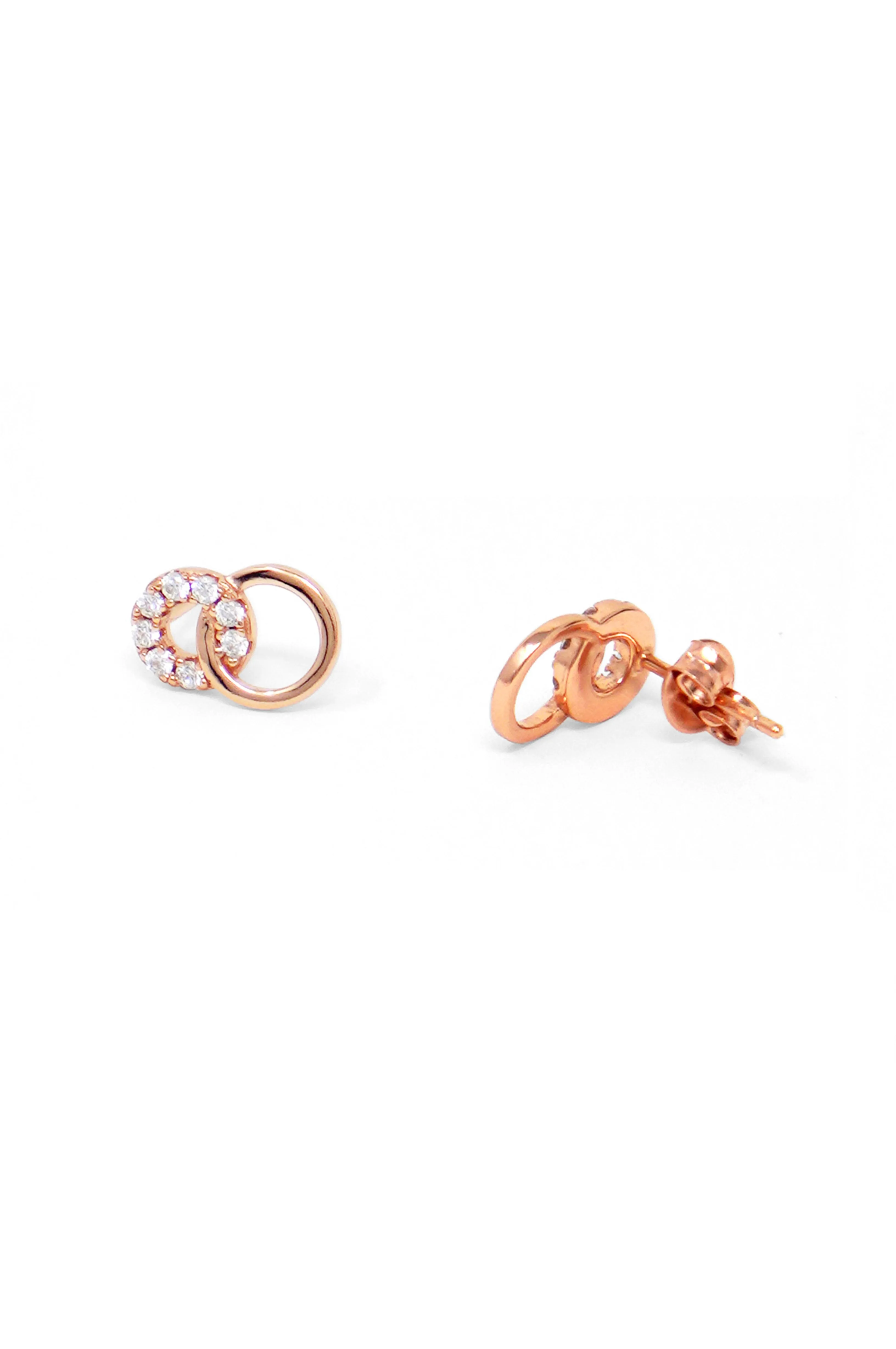 Circle Play Rose Gold Plated Sterling Silver Stud Earrings