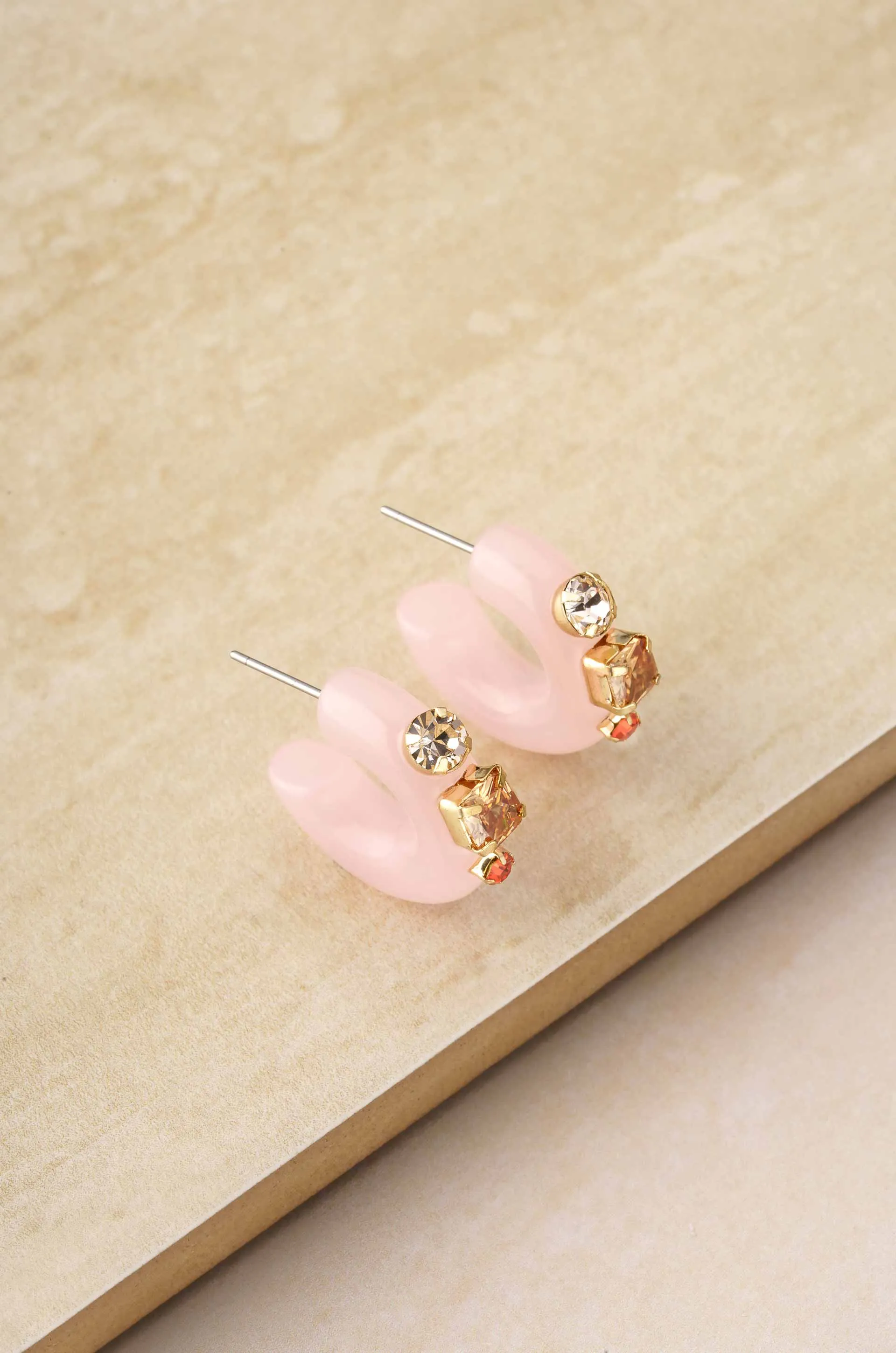 Cloud Pink Resin Hoop Earrings