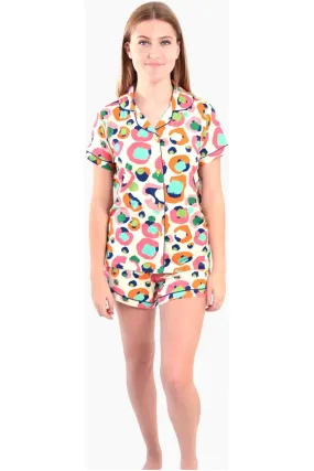 Colorful Cheetah Pajama Short Set