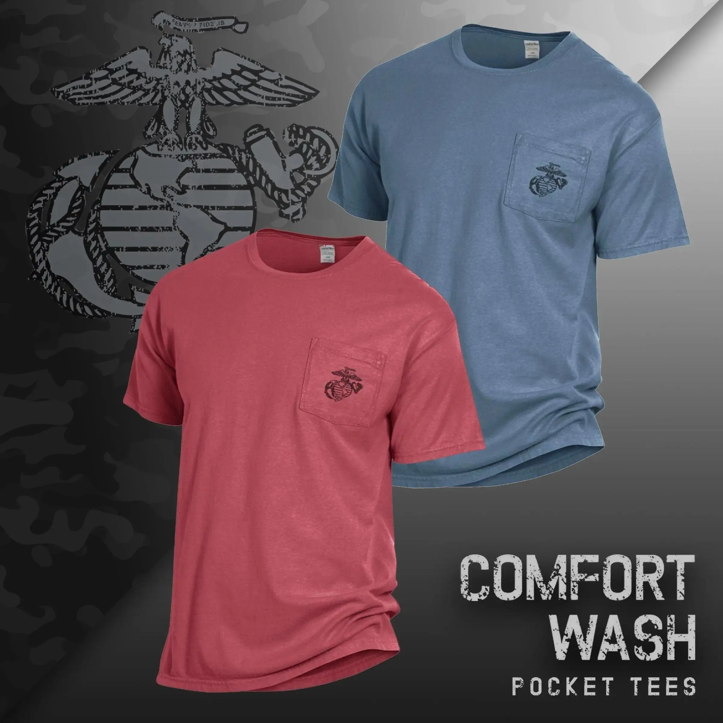 Comfort Wash EGA Saltwater Blue Pocket Tee