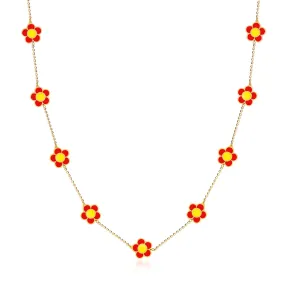 Coral Daisy Necklace