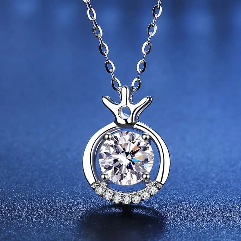 Crown Circle Moissanite Necklace