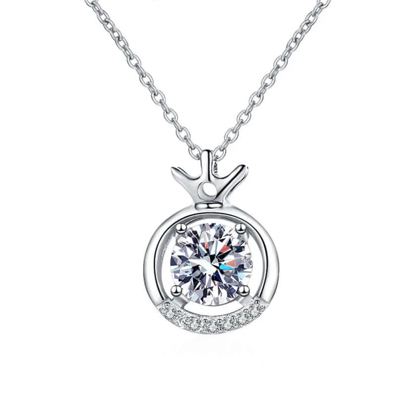 Crown Circle Moissanite Necklace