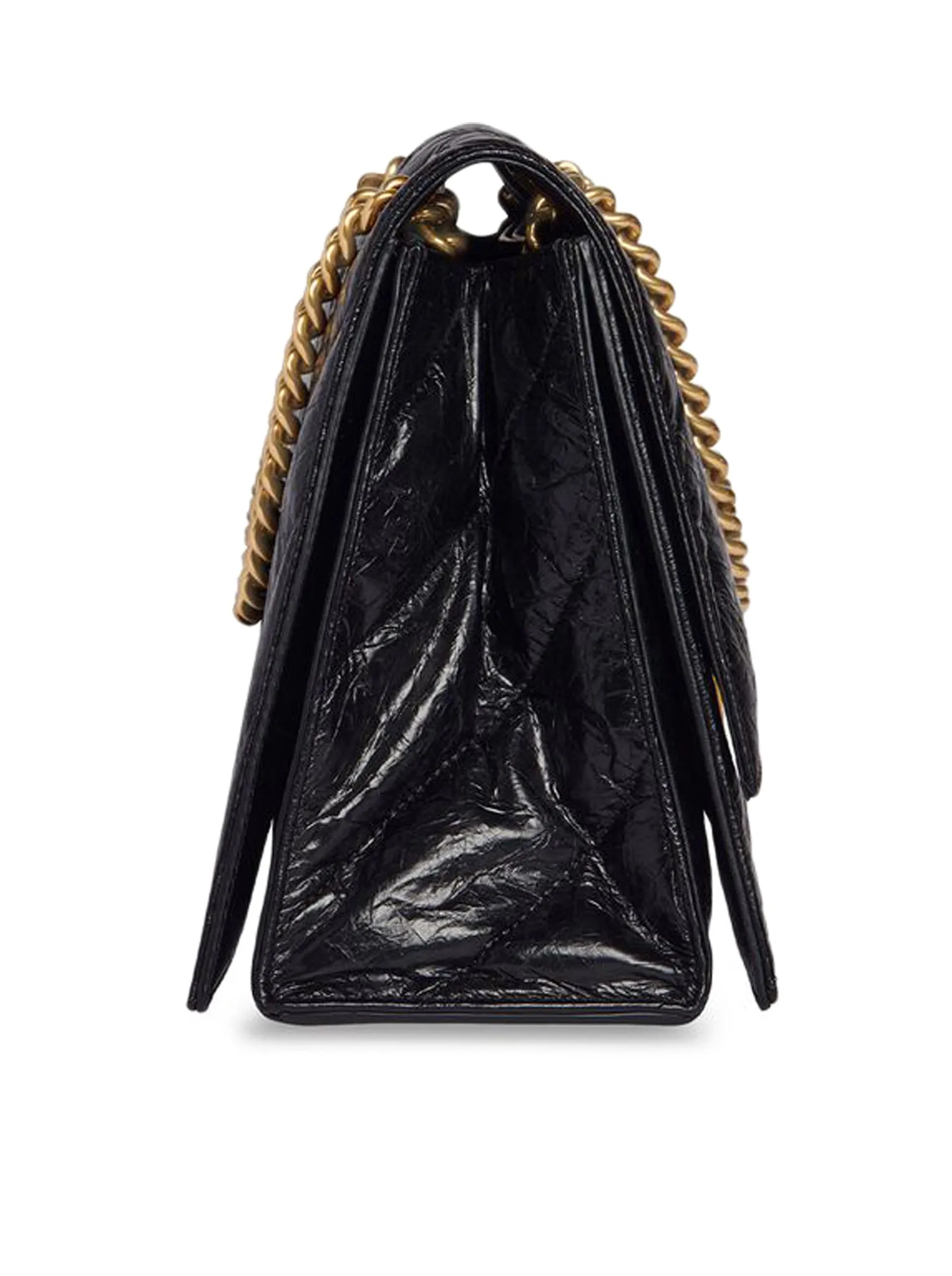 CRUSH BAG WITH MEDIUM QUILTED CHAIN FOR WOMEN IN BLACK