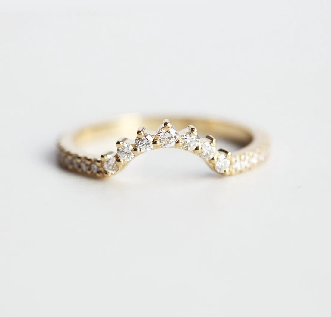 Curved Diamond Band, All Diamond Matching Ring