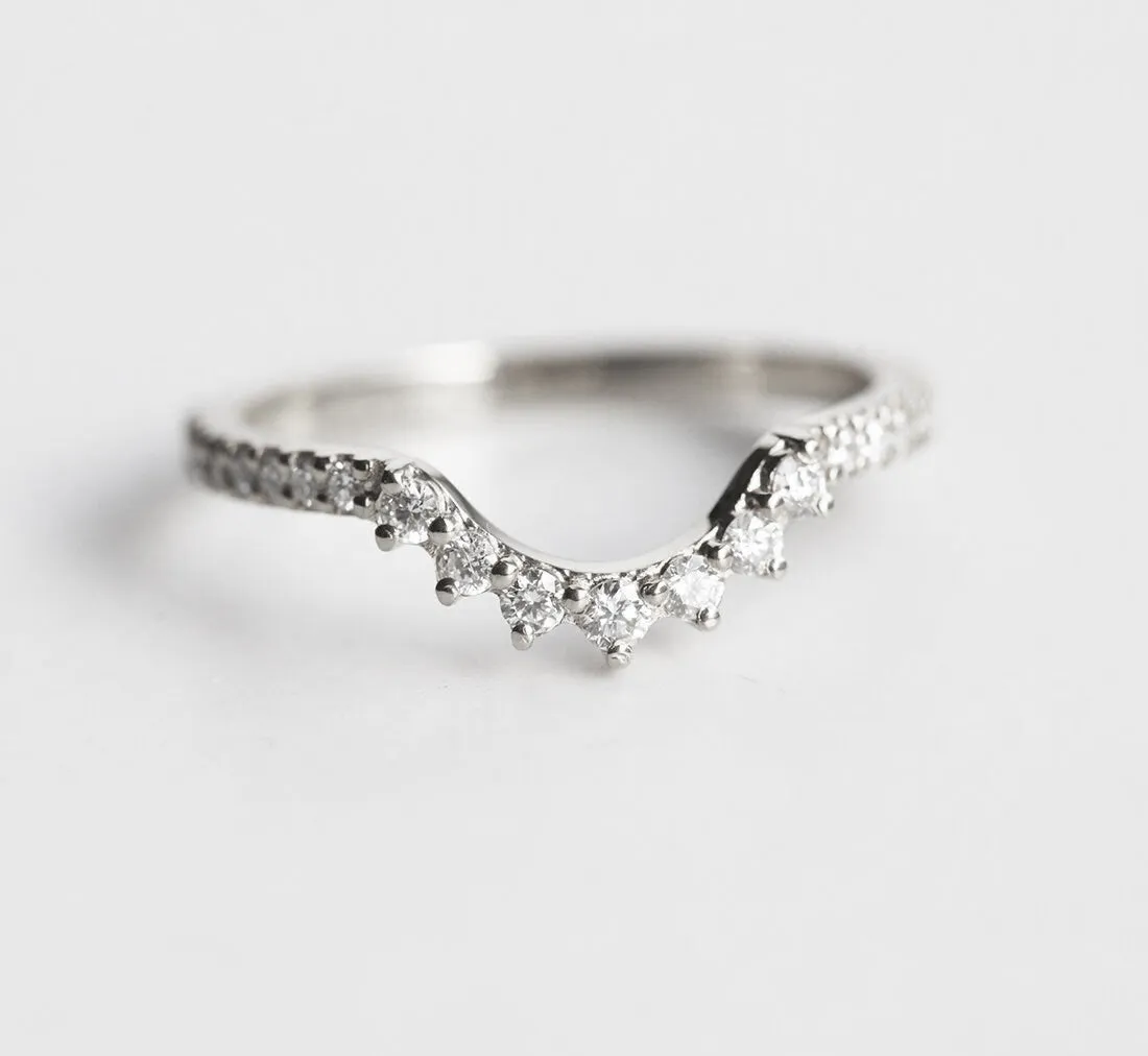 Curved Diamond Band, All Diamond Matching Ring