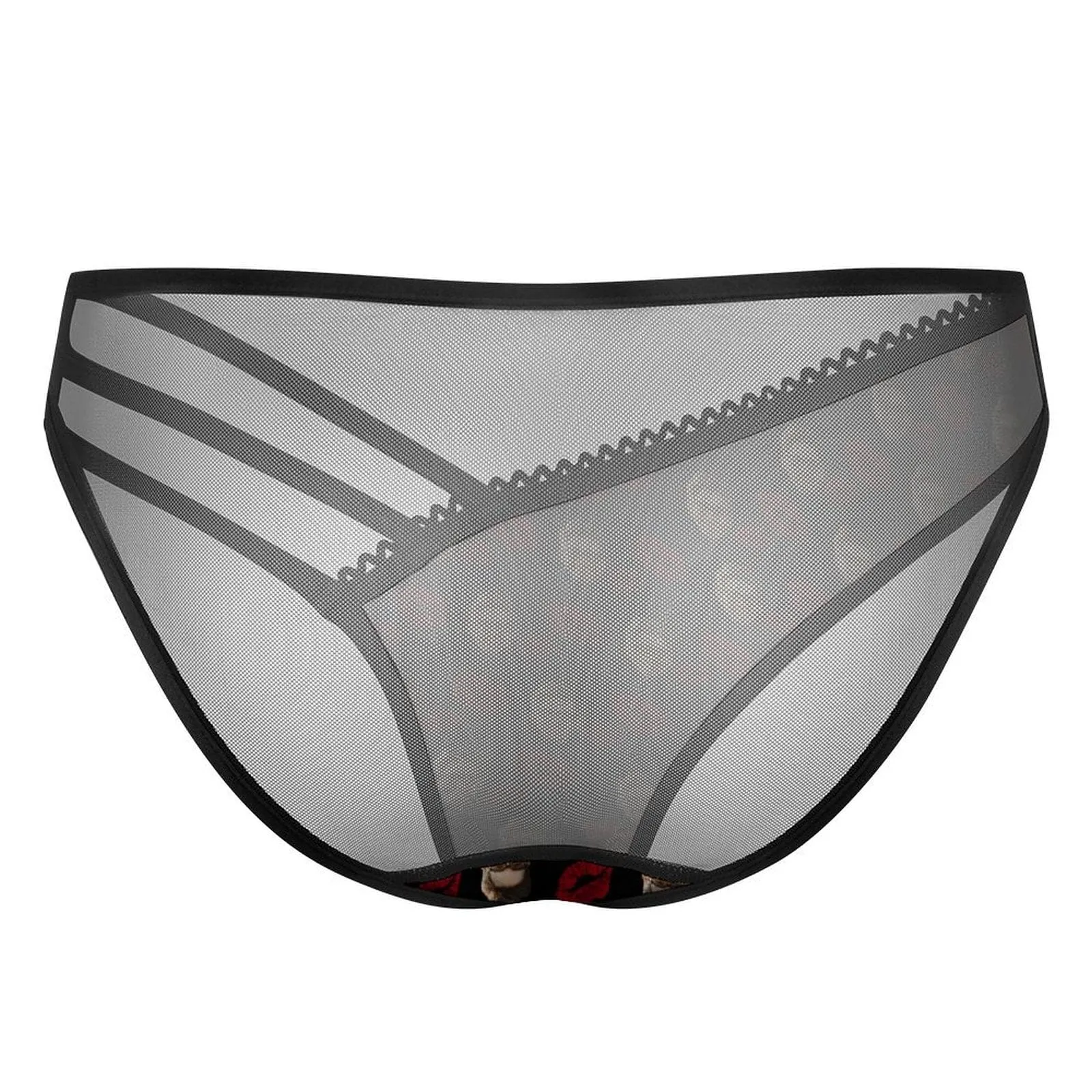 Custom Face Red Lips Women's Low Waist Mesh Briefs Personalized Underwear Panties for Women